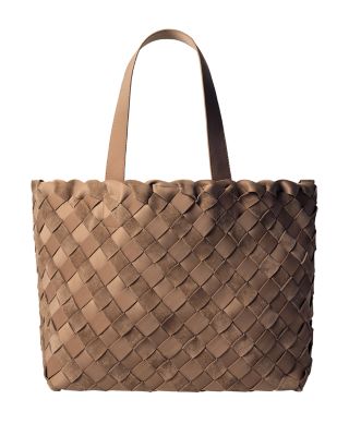 Large Woven Stripe Suede & Fabric Tote 