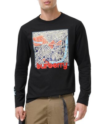  Long-sleeve London Map Cotton T-shirt