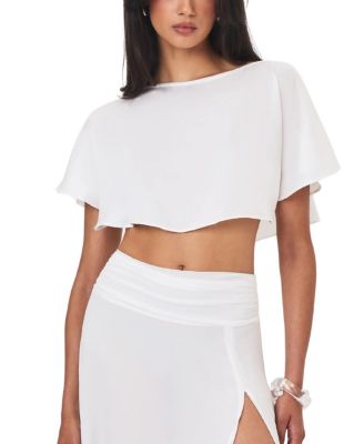  Yarae Satin Boat Neck Cape Top