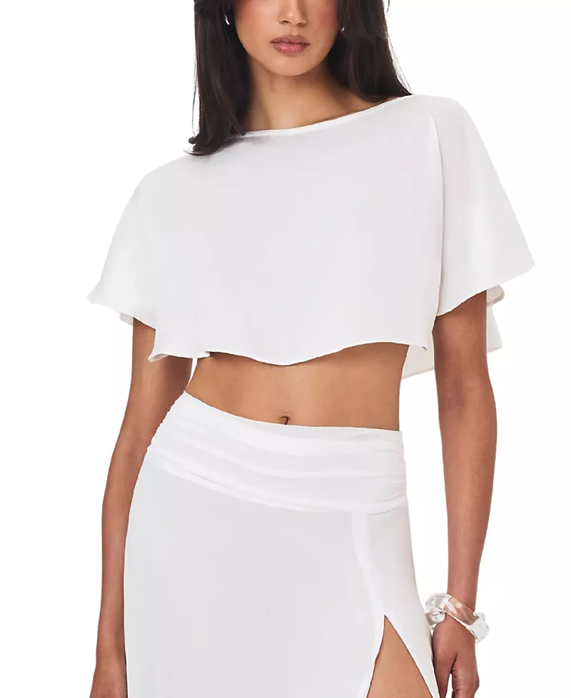 Miss Circle Yarae Satin Boat Neck Cape Top