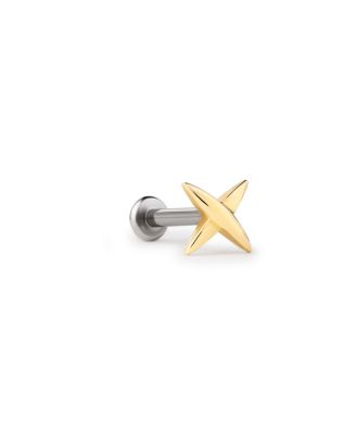  Solid Yellow Gold X Flatback Single Stud