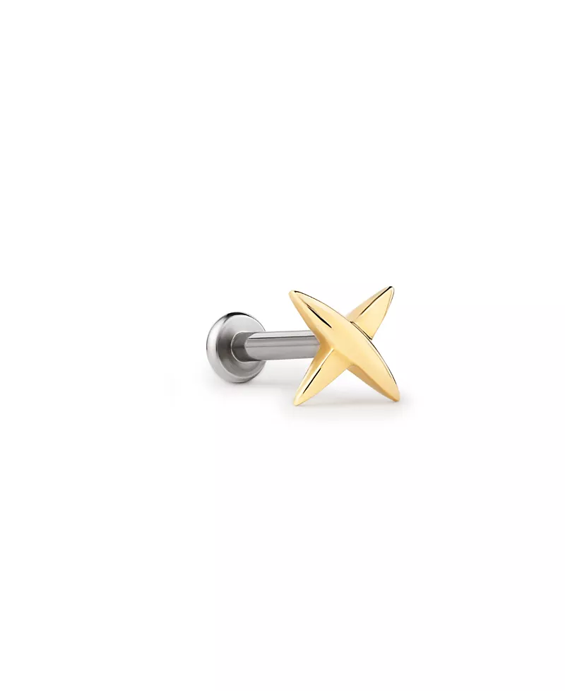 Ana Luisa Solid Yellow Gold X Flatback Single Stud