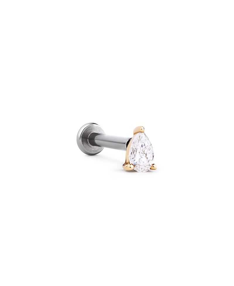 Ana Luisa Solid Yellow Gold Lab-Grown Diamond Pear Flatback Single Stud