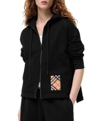  Check Label Cotton Zip Hoodie