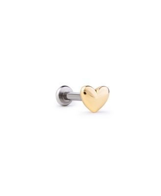  Solid Yellow Gold Heart Flatback Single Stud