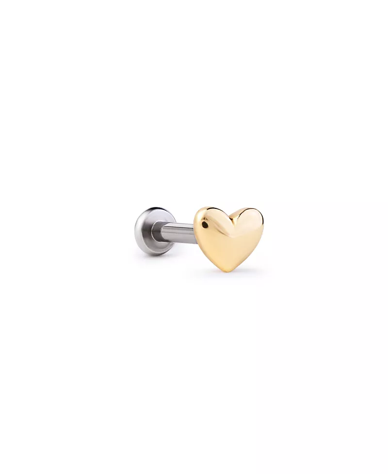 Ana Luisa Solid Yellow Gold Heart Flatback Single Stud