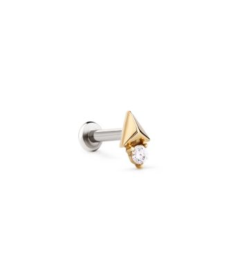  Solid Yellow Gold Lab-Grown Diamond Pyramid Flatback Single Stud
