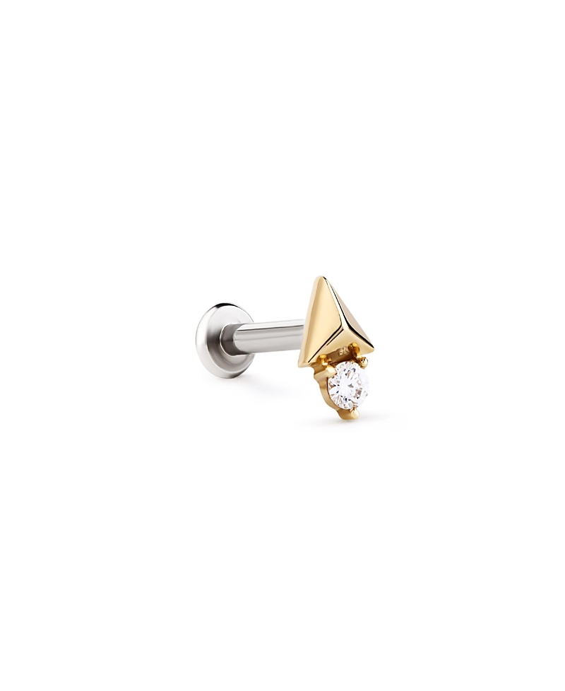 Ana Luisa Solid Yellow Gold Lab-Grown Diamond Pyramid Flatback Single Stud