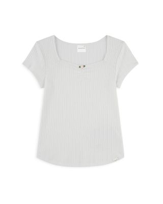Girls' Rosette Pointelle Tee - Big Kid 