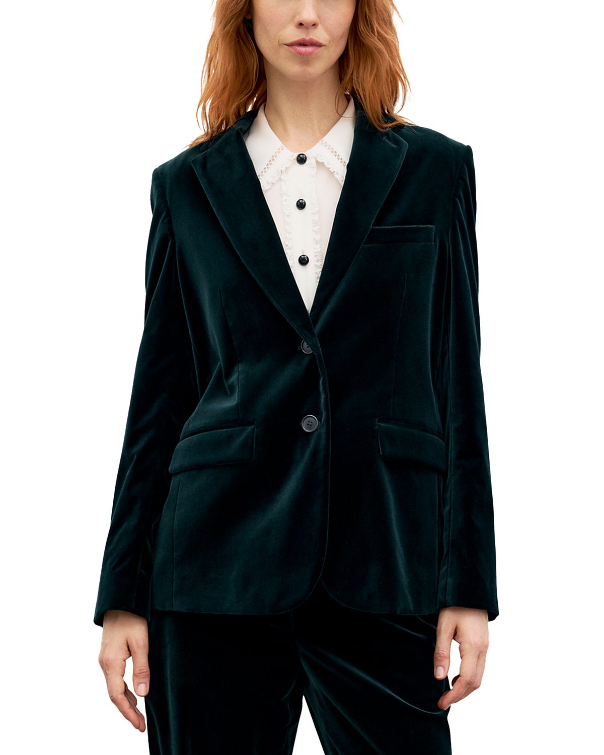 Gerard Darel Jyna Velvet Two Button Notch Collar Jacket