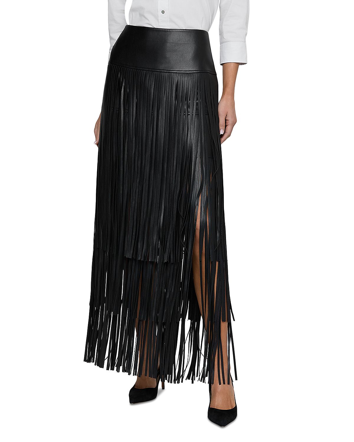 L'Agence Karoline Maxi Fringe Faux Leather Skirt