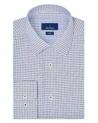 Slim Fit Cotton Blend Twill Check Dress Shirt