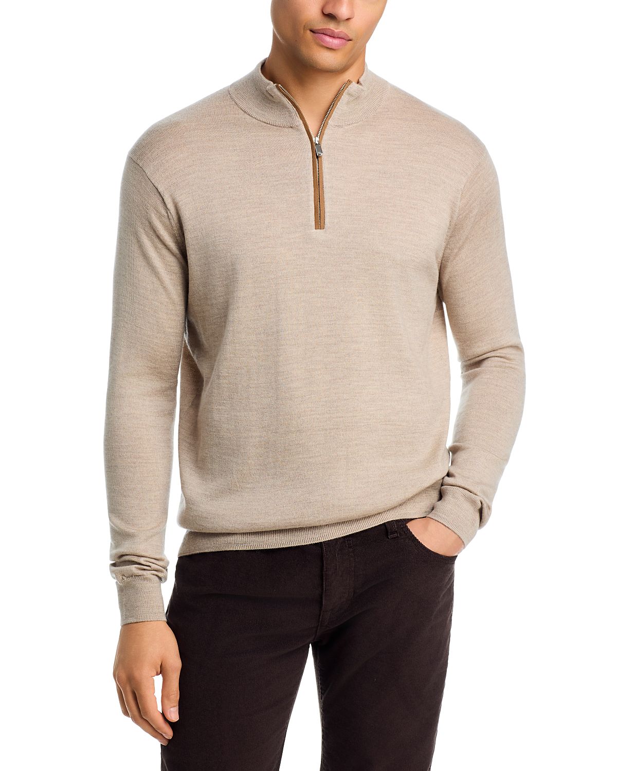 Peter Millar Autumn Crest Suede Trim Quarter Zip Sweater