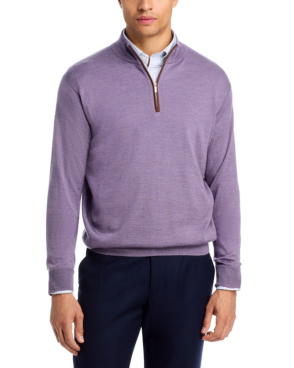 Peter Millar Autumn Crest Suede Trim Quarter Zip Sweater