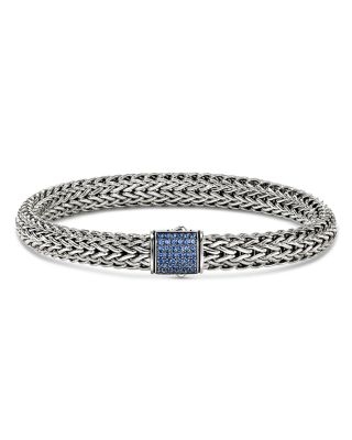 John Hardy Sterling Silver Icon Blue Sapphire Pave Woven Link Bracelet