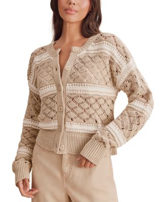 Bennett Cotton Open Knit Pattern Cardigan