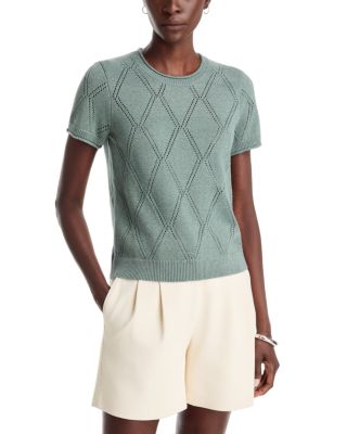 Cotton Diamond Stitch Round Neck Sweater