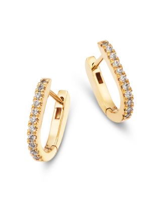 Diamond Huggie Hoop Earrings in 14K Yellow Gold, 0.16 tcw