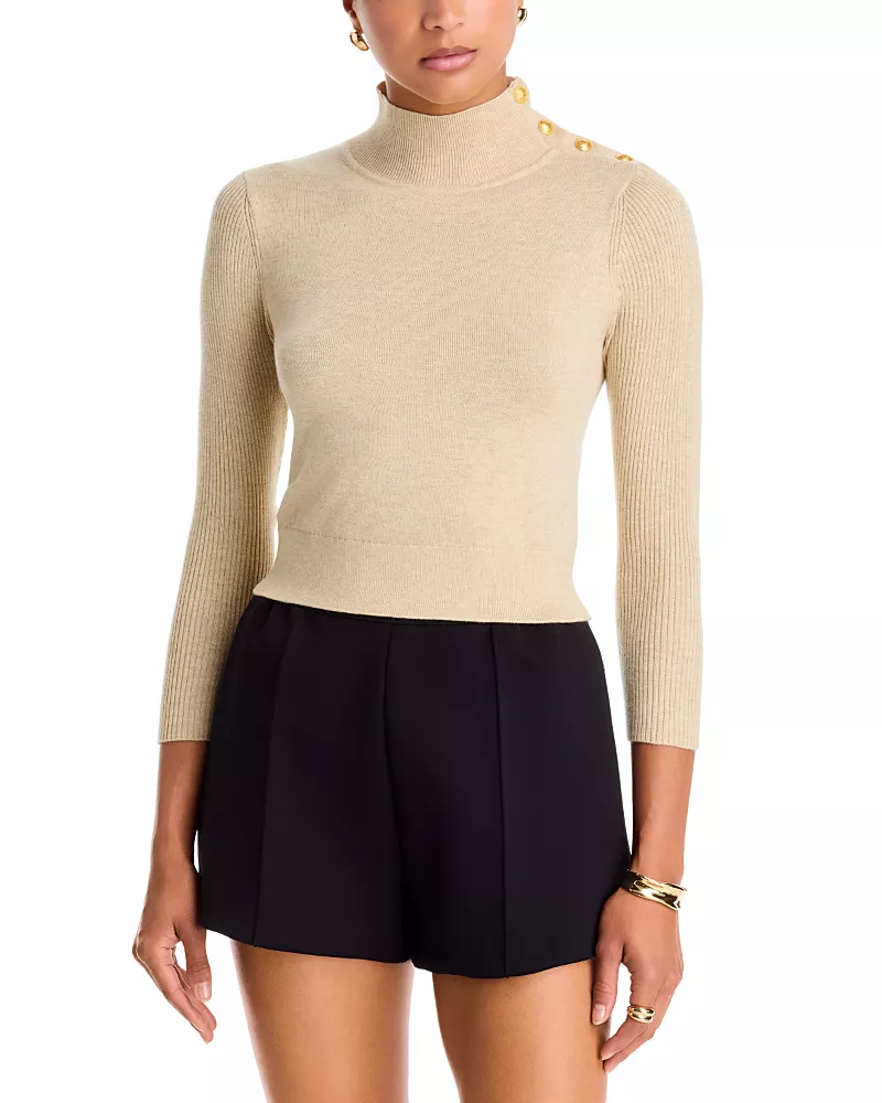 L'Agence Kamdyn Crop Mock Neck Sweater