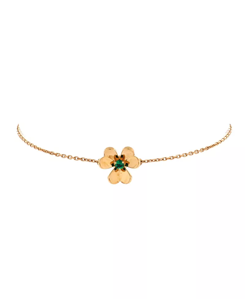 Pre-Owned Van Cleef & Arpels Mini Frivole Bracelet 18K Gold with Emerald