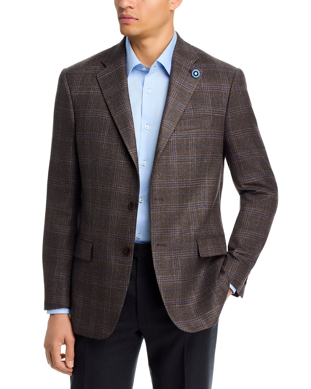 Hart Schaffner Marx New York Fit Wool, Silk, & Linen Plaid Sport Coat