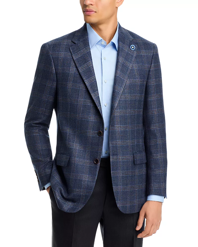 Hart Schaffner Marx New York Fit Wool, Silk, & Linen Plaid Sport Coat