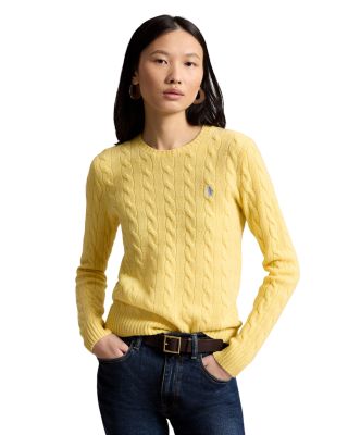 Cable Wool Cashmere Crewneck Slim Fit Sweater