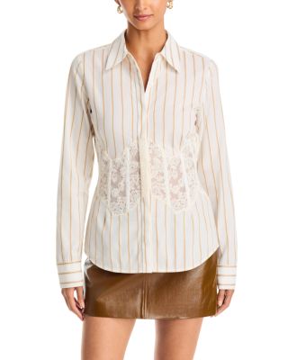 Alana Lace Inset Striped Shirt