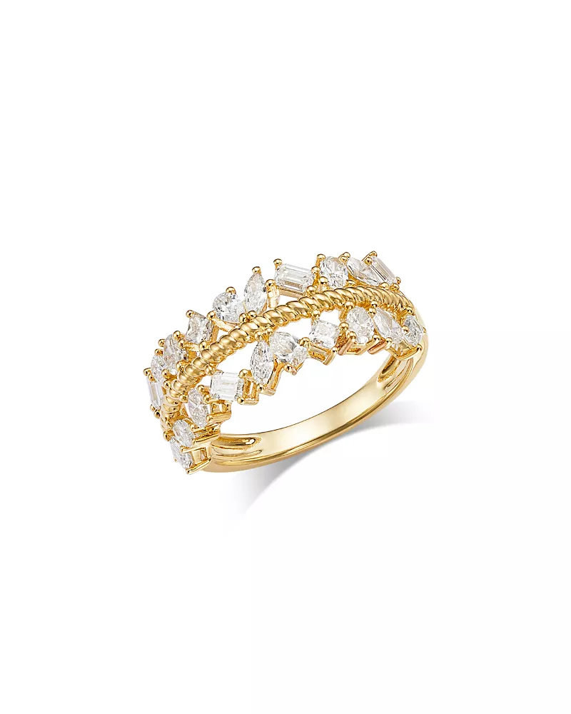 Bloomingdale's Fine Collection Luxe Collection Certified Lab Grown Diamond Mixed Cut Band Ring in 14K Yellow Gold, 1.2 tcw