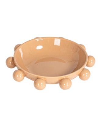  Stoneware Bowl with Orbs and Reactive Glaze