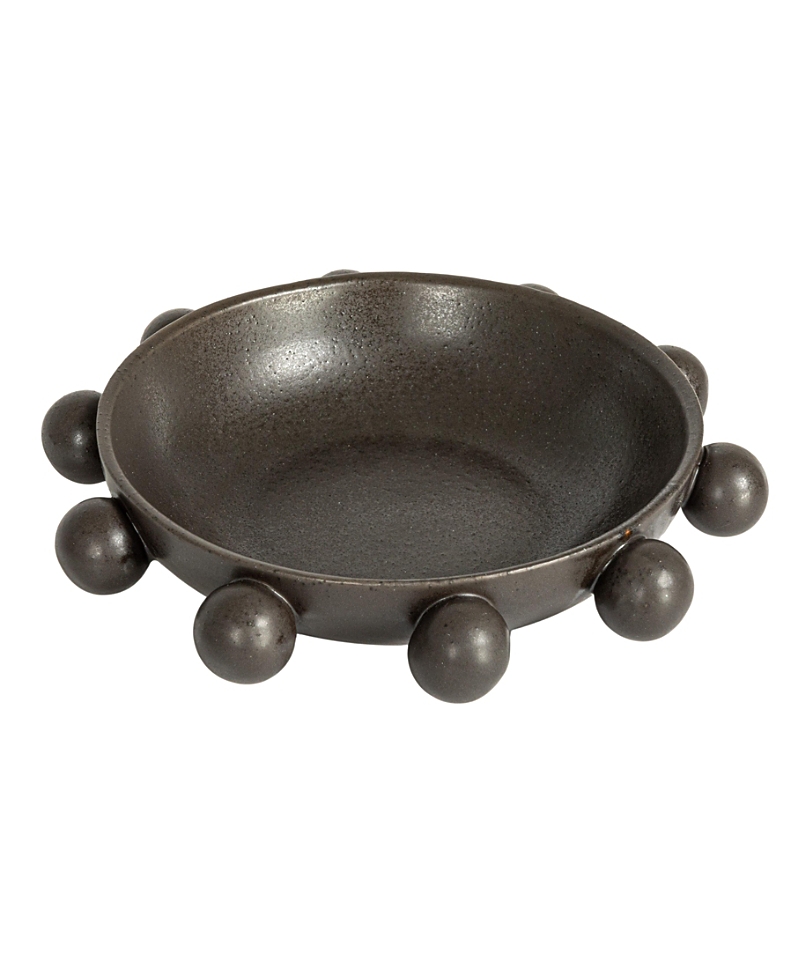 Olive Grove Stoneware Bowl with Orbs and Reactive Glaze