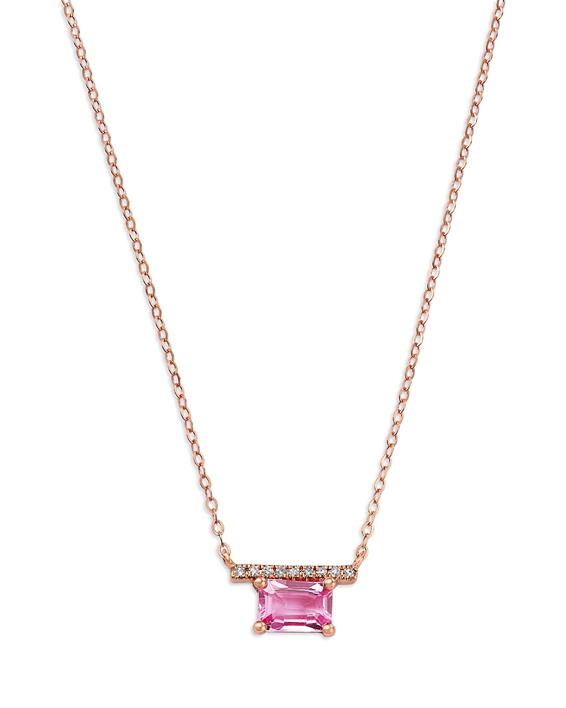 Bloomingdale's Fine Collection Diamond & Pink Sapphire Pendant Necklace in 14K Rose Gold, 16