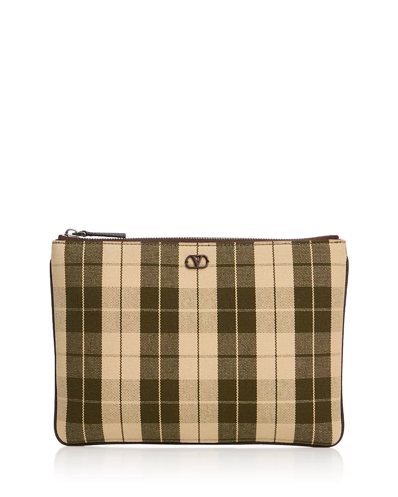 Valentino Garavani VLogo Checked Flat Pouch
