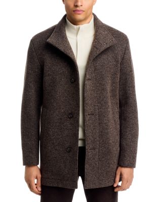 Coxtan Textured Stand Collar Button Coat