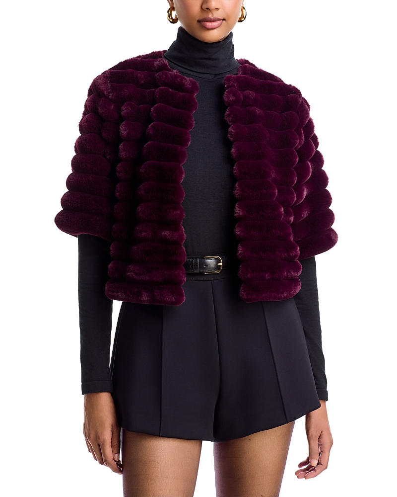 Bcbgmaxazria Faux Fur Shrug In Bordeaux