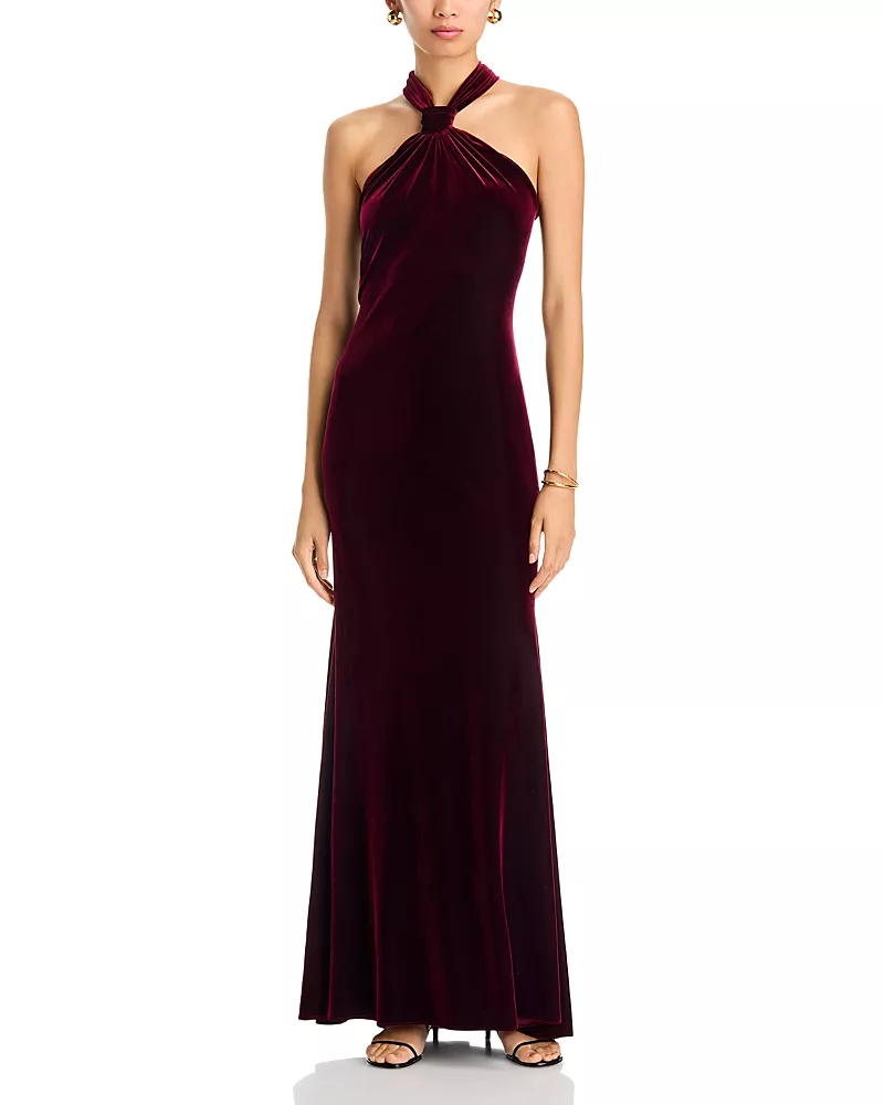 Aqua Velvet Knot Neck Sheath Dress - Exclusive