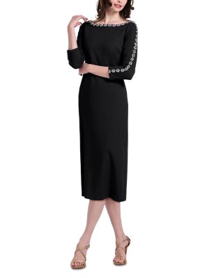 Emily Shalant Crystal Floral Midi Dress