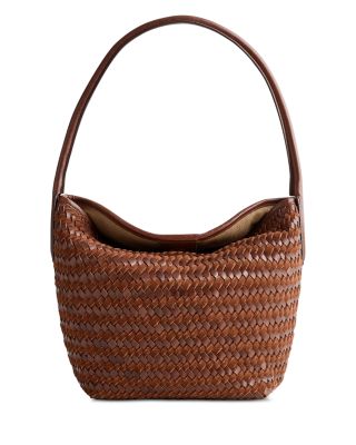 Woven Suede & Leather Shoulder Bag