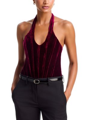 Trey Velour Halter Bodysuit