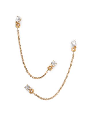 Diamond Double Drop Earrings in 14K Yellow Gold, 0.3 tcw