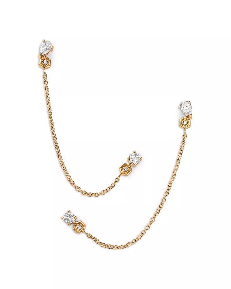 Bloomingdale's Fine Collection Diamond Double Drop Earrings in 14K Yellow Gold, 0.3 tcw