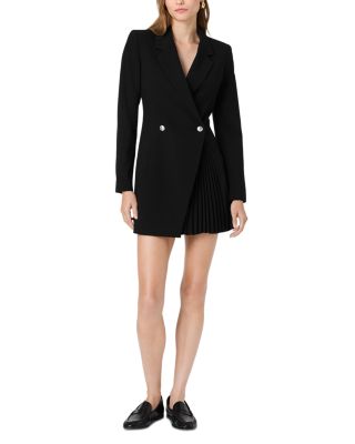 Azra Twill Pleated Tuxedo Dress - thumbnail 2