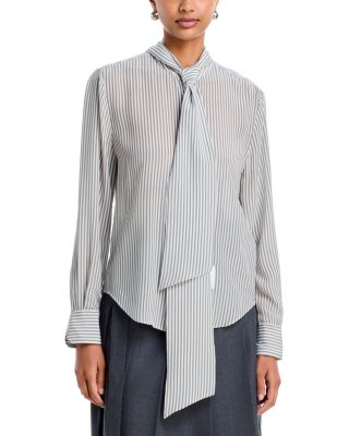 Silk Scarf Tie Blouse