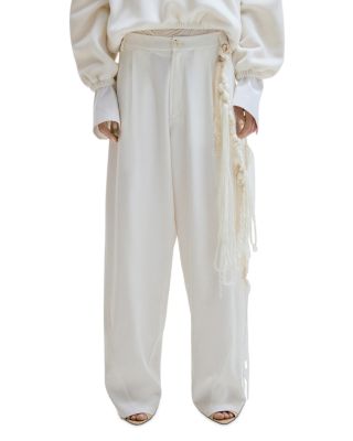Woven Chain Trim Wide Leg Pants