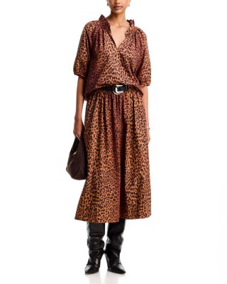 Clementine Split V Neck Short Sleeve Top & Gwynn Midi Skirt