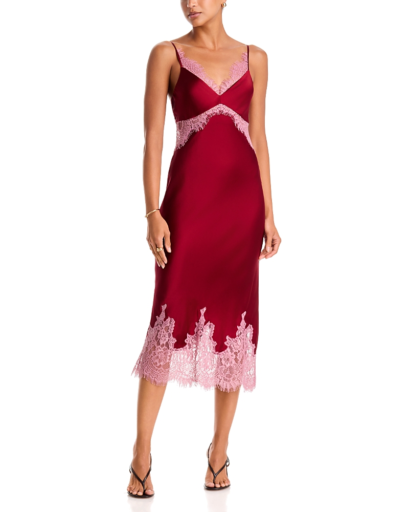 L'Agence Scotty Silk Lace Trim Slip Dress