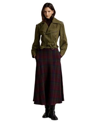 Plaid Tweed Fitted Yoke Skirt
