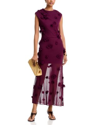 Floral Appliqu&eacute; Mesh Overlay Dress - Exclusive - thumbnail 2
