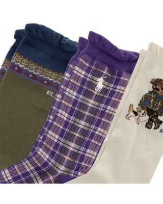 Girls' Walking Dog Bear Socks, 3 Pack - Little Kid, Big Kid