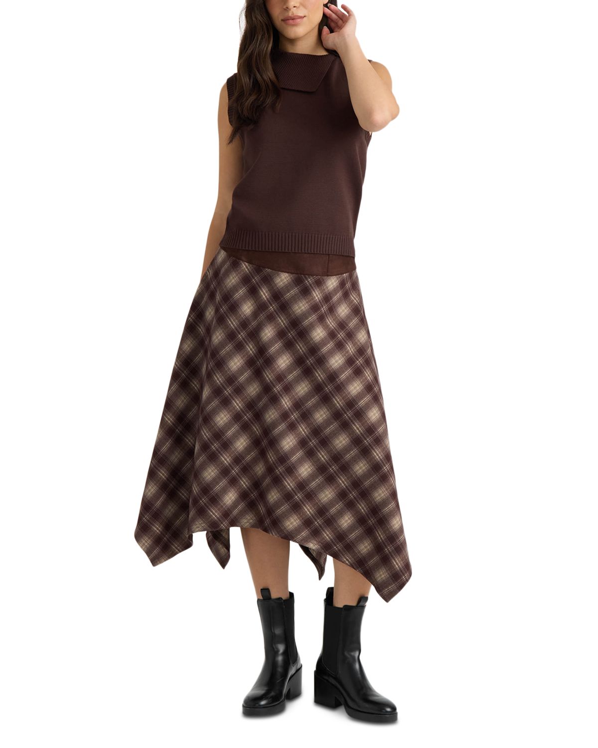 Plaid Midi Handkerchief Skirt thumbnail 2